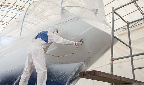 Spraying Exterior Panels - ES Marine